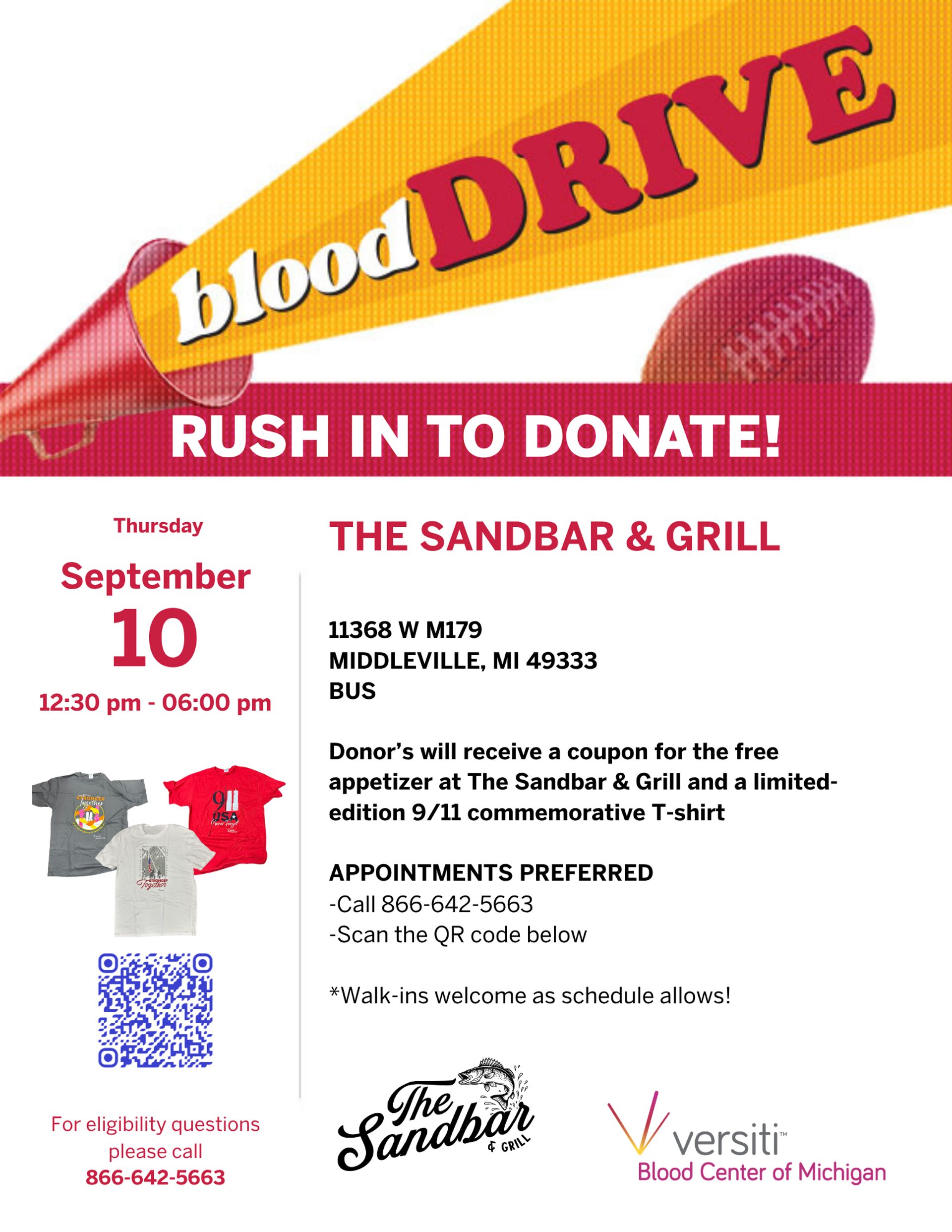 Blood DRIVE 🏈 RUSH IN TO DONATE!
